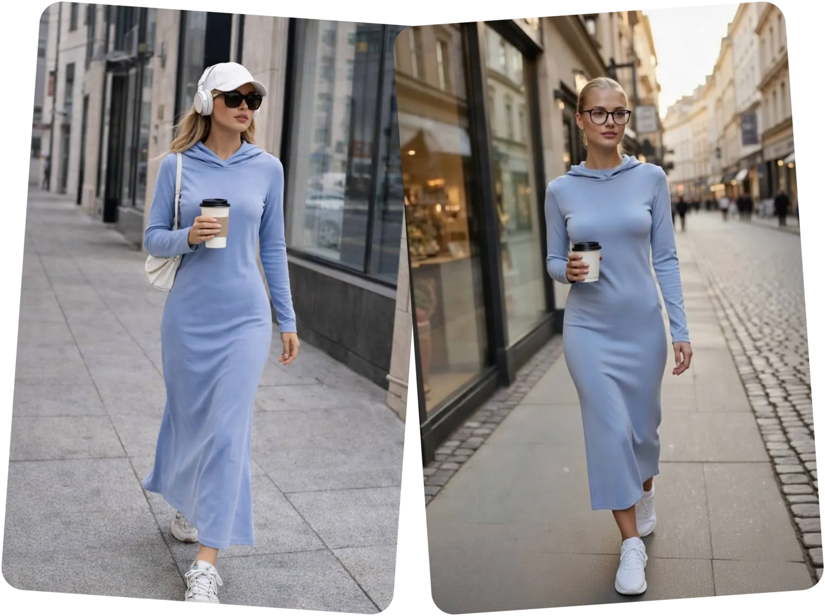 Street-style dress on urban sidewalk